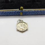 Sterling Silver Pastoral Boy and Oxen Coin Charm Pendant Vintage c1970