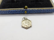 Sterling Silver Pastoral Boy and Oxen Coin Charm Pendant Vintage c1970
