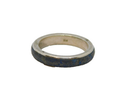 Sterling Silver Mexican Blue Hardstone Studio Band Ring Vintage c1970 Size P 1/2