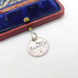Victorian Sterling Silver 'Harold' Love Token Charm Pendant Antique c1890