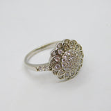Sterling Silver Multi-Stone CZ Large Flower Dress Ring Vintage c1990 Size N 1/2