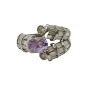 Sterling Silver, Spinel & Amethyst Statement Ring Vintage c1970 Size P UK