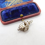 Sterling Silver Miner's Lamp with Pearl Charm Pendant Vintage c1970