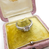 Sterling Silver Ring With Diamond Paste Gemstones Vintage c1970 Size P