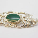 Sterling Silver Malachite Set Floral Dress Brooch Vintage 1988 Sheffield