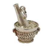Sterling Silver Champagne Ice Bucket Charm Pendant Vintage c1970s