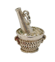 Sterling Silver Champagne Ice Bucket Charm Pendant Vintage c1970s