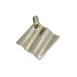 Italian Sterling Silver Wavy Offset Square Charm Pendant Vintage c1990s