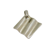 Italian Sterling Silver Wavy Offset Square Charm Pendant Vintage c1990s