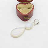Sterling Silver Opaline Teardrop Drop Charm Pendant Vintage c1970