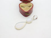 Sterling Silver Opaline Teardrop Drop Charm Pendant Vintage c1970
