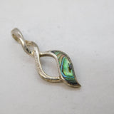 Sterling Silver Abalone Set Drop Charm Pendant Vintage c1970s