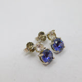 Pair of Sterling Silver Purple & White Crystal Stud Earrings Modern c1990