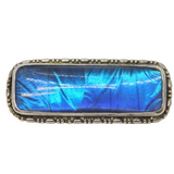 Sterling Silver Morpho Butterfly Wing Set Brooch Pin Antique c1920 Art Deco