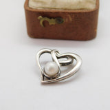 Sterling Silver Celtic Heart Drop Charm Pendant Vintage c1970