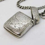 Victorian Sterling Silver Graduating Watch Chain & Vesta Case Antique Birmingham