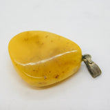 Sterling Silver Mounted Baltic Amber Drop Pendant Antique c1920s Art Deco