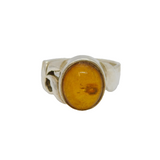 Sterling Silver Baltic Amber Patterned Band Studio Ring Vintage c1970 Size O 1/2