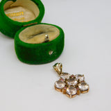 Sterling Silver Gilt Clear & Pink Crystal Set Flower Charm Pendant Vintage c1970