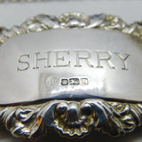 Sterling Silver Shell Pattern Edge Sherry Decanter Label 1994 Sheffield Vintage