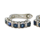 Pair of Contemporary 18ct White Gold, Sapphire & Diamond Hoop Earrings