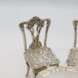 Sterling Silver Miniature Dolls House Dining Table & Chairs Vintage 1978