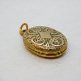 Victorian Rolled Gold Floral Pattern Sweetheart Locket Pendant Antique