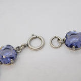 Sterling Silver Carved Purple Glass Set Panel Bracelet Vintage c1970 19cm Length