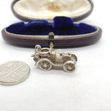 Sterling Silver Old Fashioned Openable Auto Car Charm Pendant Vintage c1970