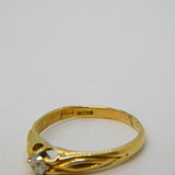 14ct Yellow Gold & 0.1ct Diamond Solitaire Ring Vintage c1970s