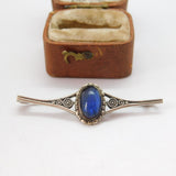 TLM Sterling Silver Morpho Butterfly Wing Bar Brooch c1920 Antique Art Deco