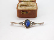TLM Sterling Silver Morpho Butterfly Wing Bar Brooch c1920 Antique Art Deco