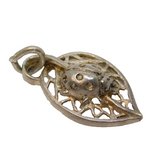 Sterling Silver Ladybug in the Leaf Charm Pendant Vintage c1970