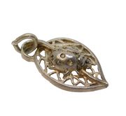 Sterling Silver Ladybug in the Leaf Charm Pendant Vintage c1970