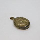 Sterling Silver Floral Pattern Oval Double Locket Charm Pendant Vintage 1980
