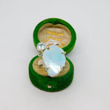 Sterling Silver Larimar & Topaz Dolphin Studio Ring Vintage c1970 Size O 1/2