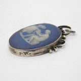 Victorian Sterling Silver Mounted Wedgwood Jasperware Pendant Antique c1840s