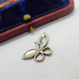 Sterling Silver Butterfly Charm Pendant With Mother Of Pearl Vintage c1970