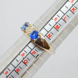 Sterling Silver 7 Stone Blue & White Sapphire Dress Ring Vintage c1970 Size O