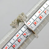 Sterling Silver Deco Style Diamond Leaf Crossover Ring Vintage c1970 Size O