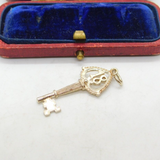 Sterling Silver 18th Birthday Good Luck Key Charm Pendant Vintage c1970