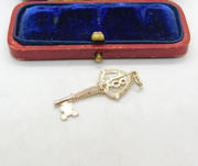 Sterling Silver 18th Birthday Good Luck Key Charm Pendant Vintage c1970
