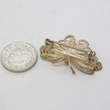 Sterling Silver Filigree Form Butterfly Brooch Pin Antique c1930s Art Deco
