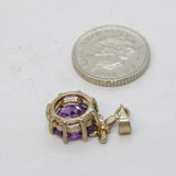 Sterling Silver Amethyst Set Butterfly Drop Charm Pendant Vintage c1970s
