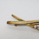 Sterling Silver Gilt, Pearl & Paste Crossover Brooch Vintage c1980