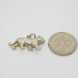Sterling Silver Textured Tiger Charm Pendant Vintage c1970