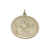 Sterling Silver St Christopher Round Travel Charm Pendant Vintage c1970s