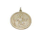 Sterling Silver St Christopher Round Travel Charm Pendant Vintage c1970s