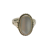 Sterling Silver Mother Of Pearl Art Deco Style Ring Vintage c1970 Size G 1/2