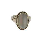 Sterling Silver Mother Of Pearl Art Deco Style Ring Vintage c1970 Size G 1/2